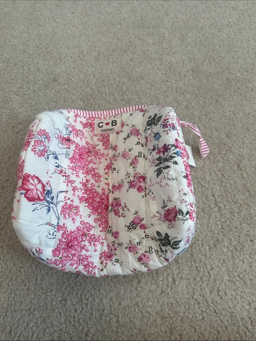 C·B Positano Pink Floral Quilted Travel Cosmetic Bag